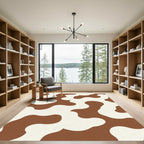 Brown White Amoeba Organic Rug