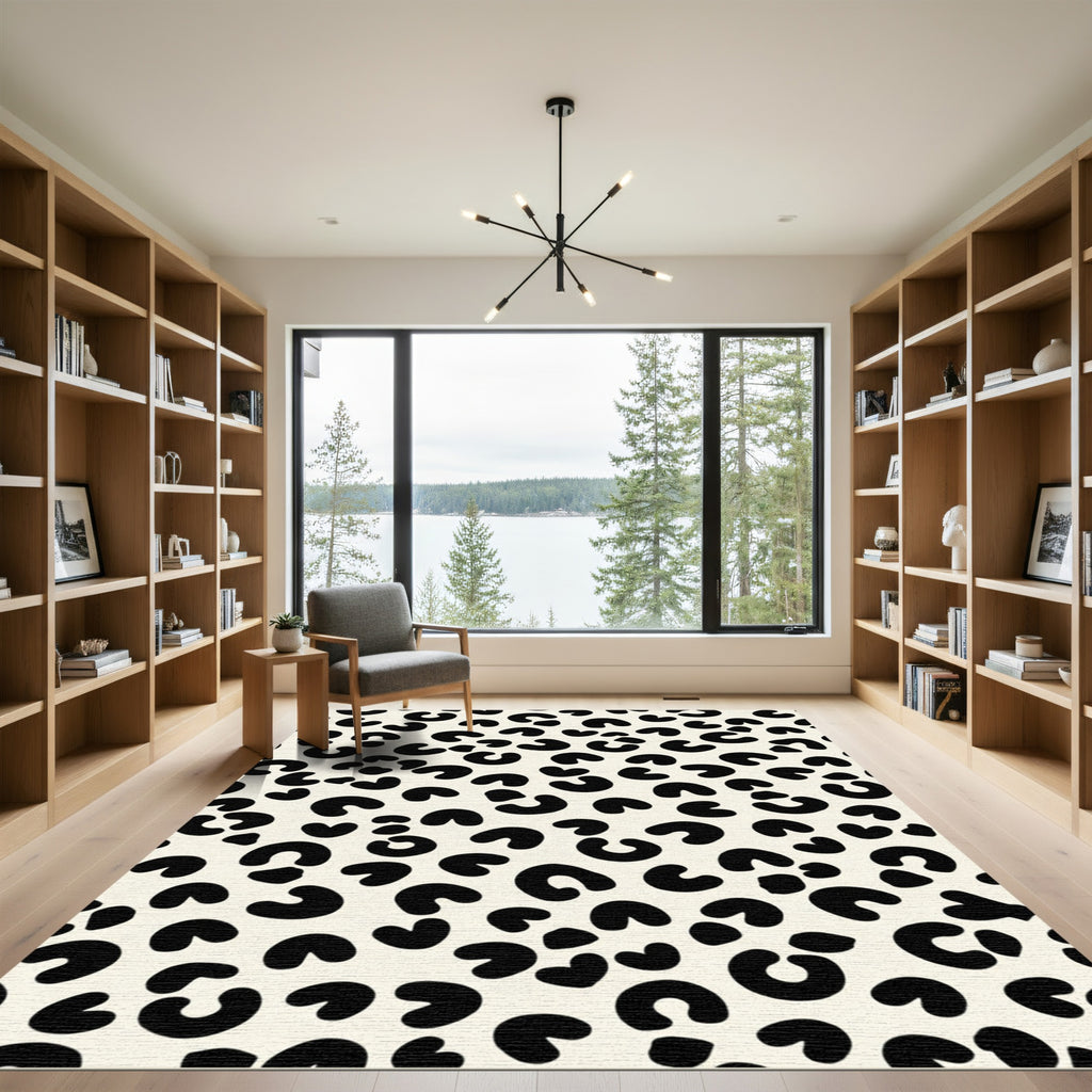 Bold Black White Spot Rug