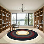 Rich Concentric Circles Ivory Red Rug