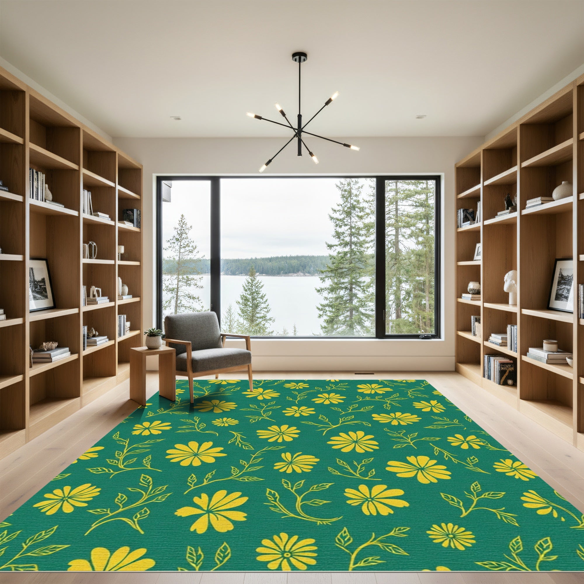 Emerald Yellow Floral Vine Rug