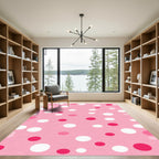 Pink White Crimson Polka Dot Rug