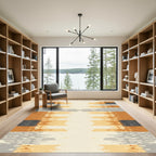 Textured Ochre Gray Stripe Rug