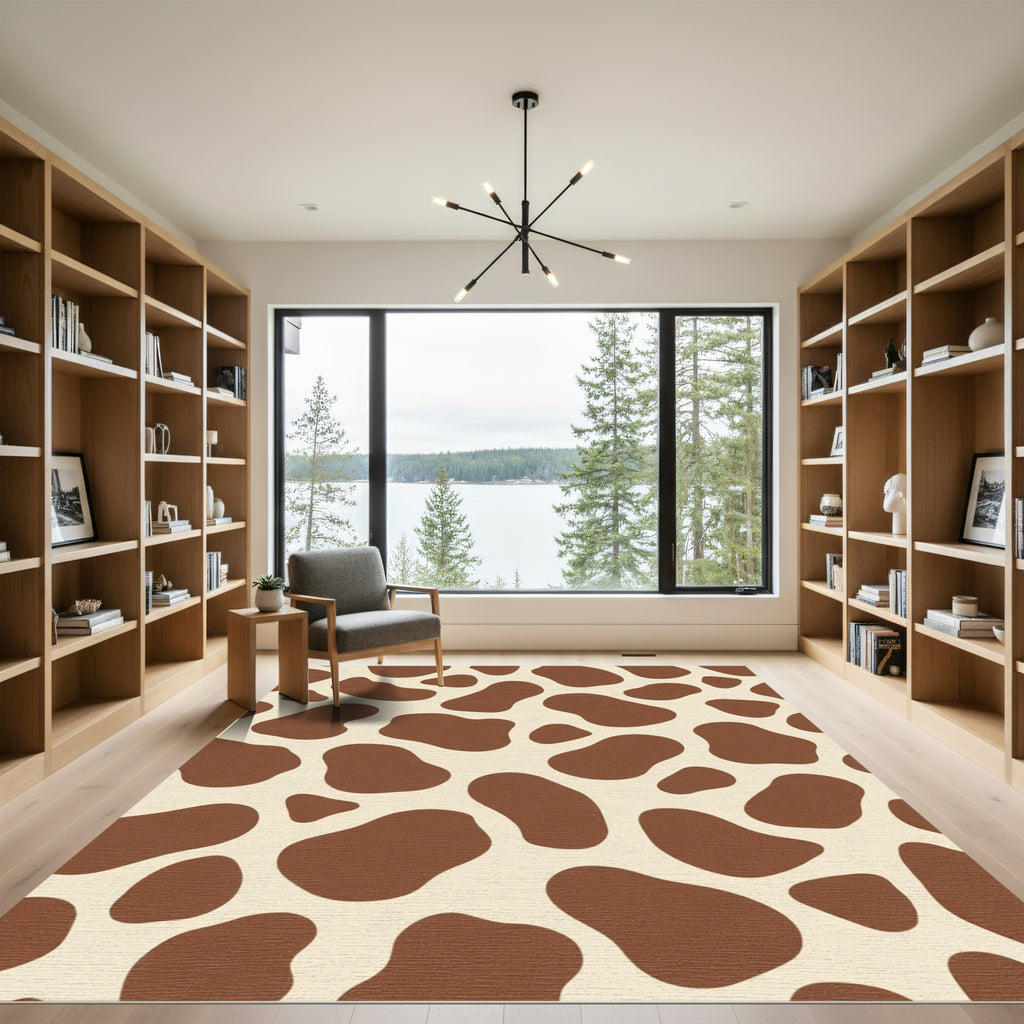 Brown Cream Spotted Animal Hide Rug