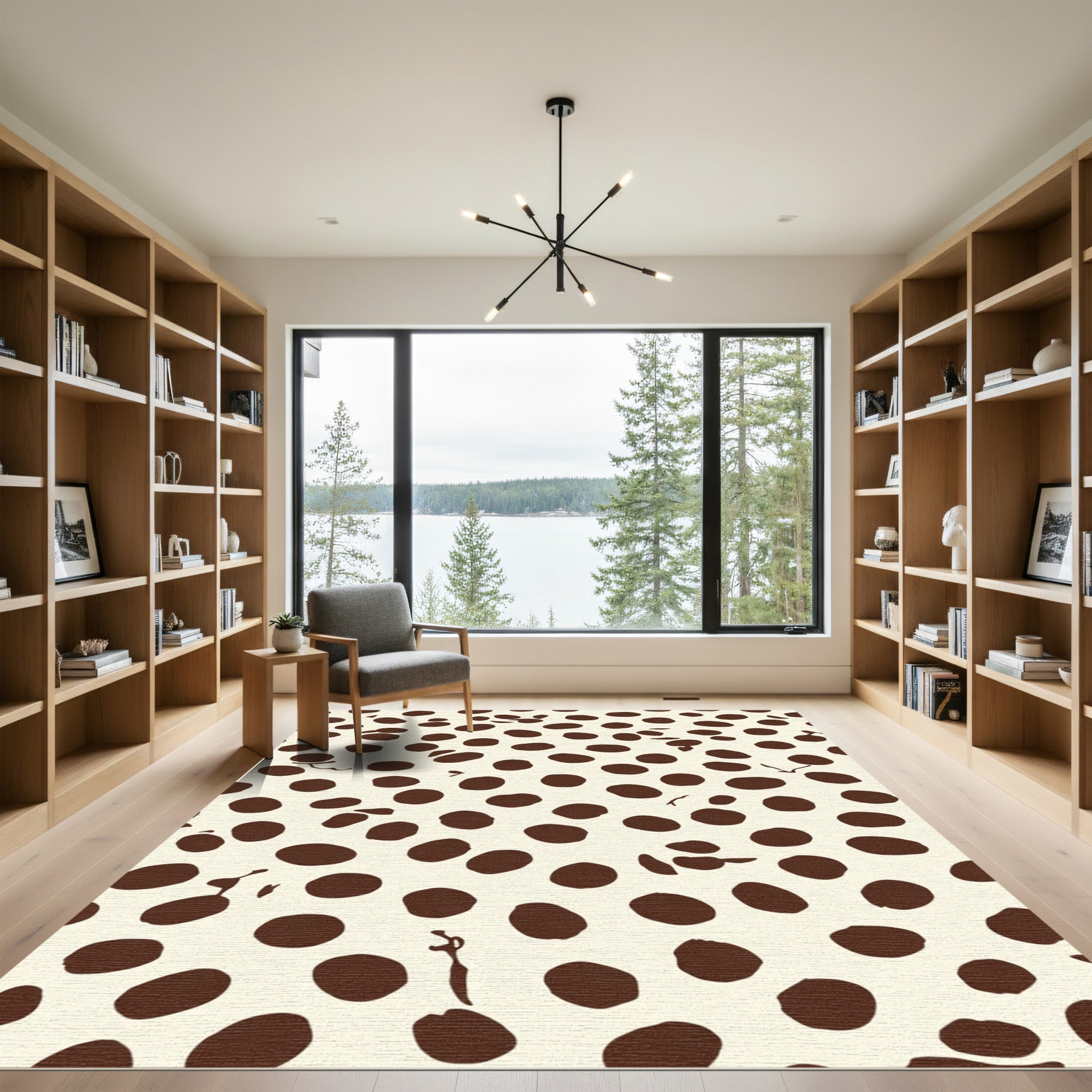 Cream Brown Polka Dot Scatter Rug