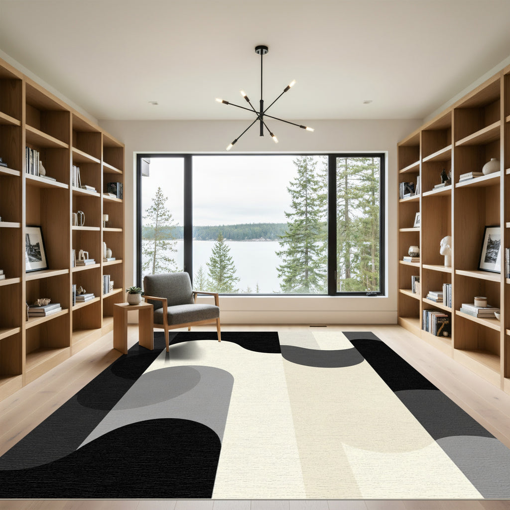Monochrome Geometric Arc Arch Rug