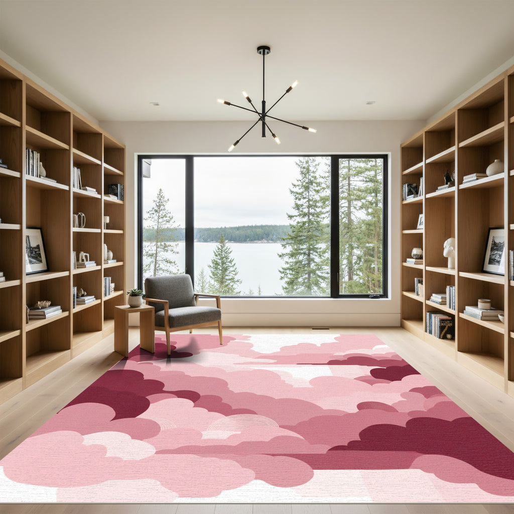 Crimson Sky Gradient Cloudscape Rug