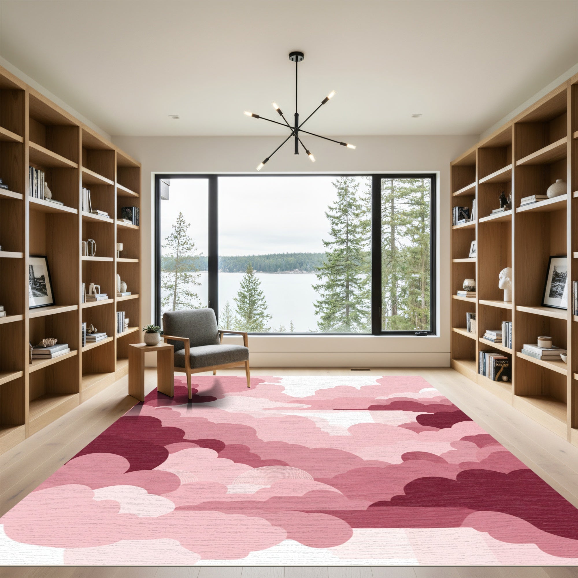 Crimson Sky Gradient Cloudscape Rug