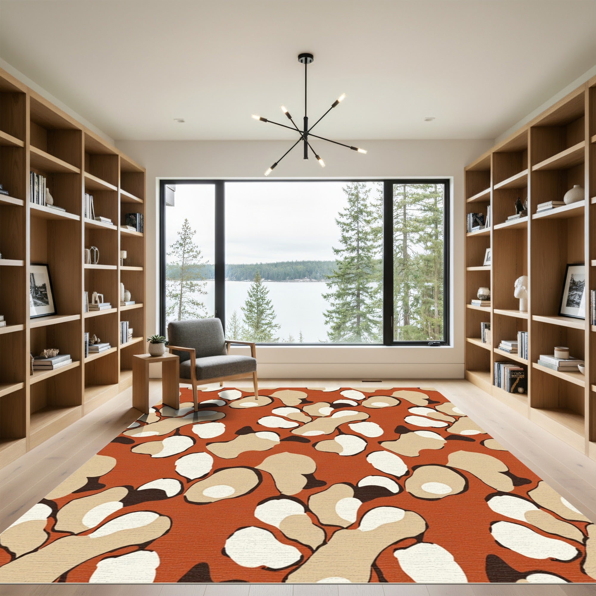 Terracotta Abstract Organic Shapes Rug