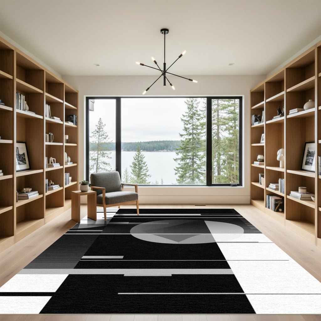 Monochromatic Geometric Abstract Orb Rug