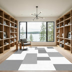 Gray Abstract Rectangles Overlay Rug