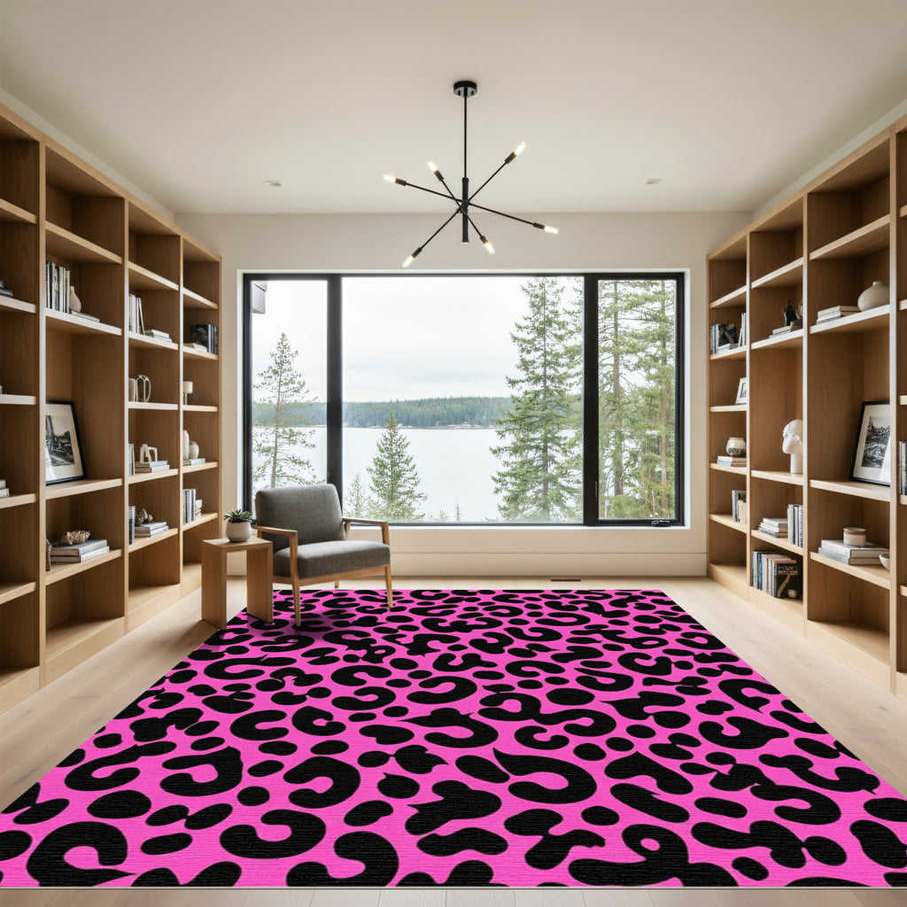 Vibrant Pink Leopard Spots Rug