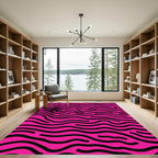 Hot Pink Black Wavy Lines Rug