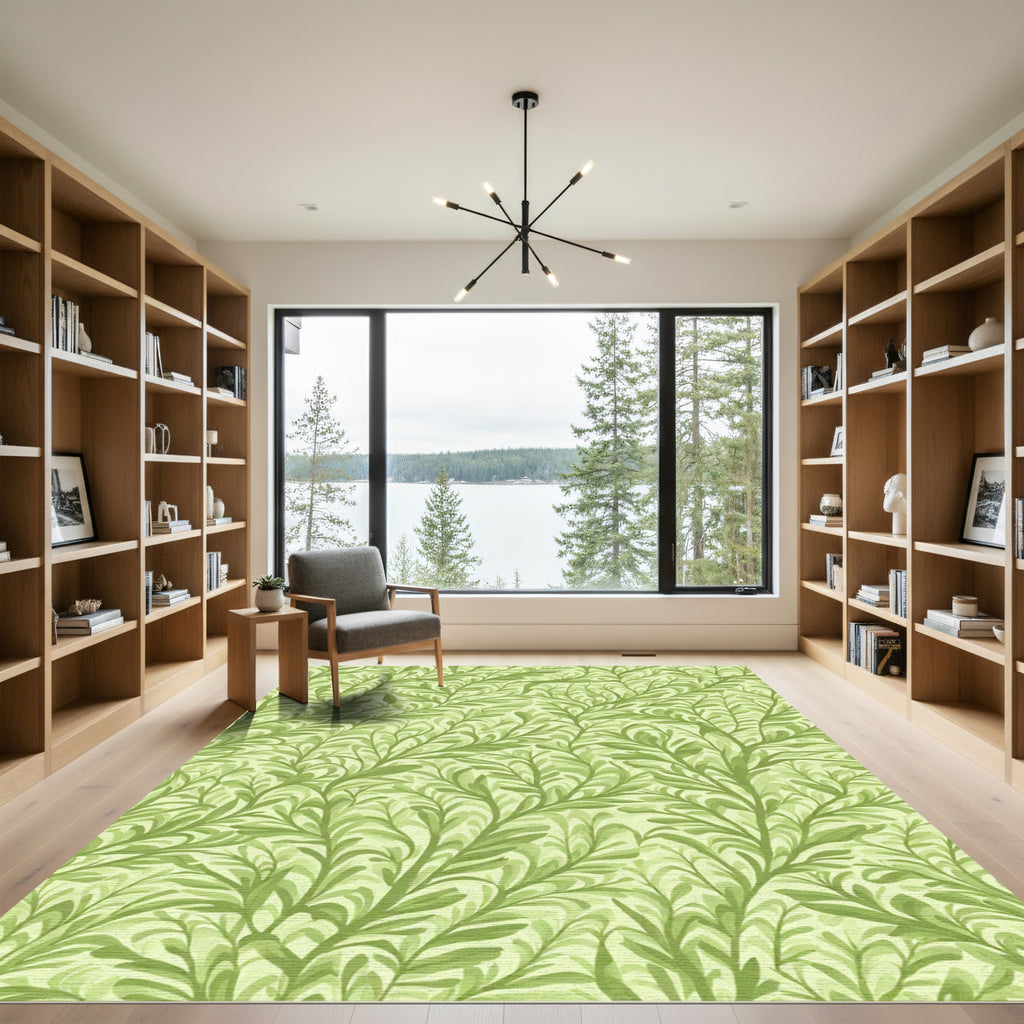 Verdant Emerald Vine Tendril Rug