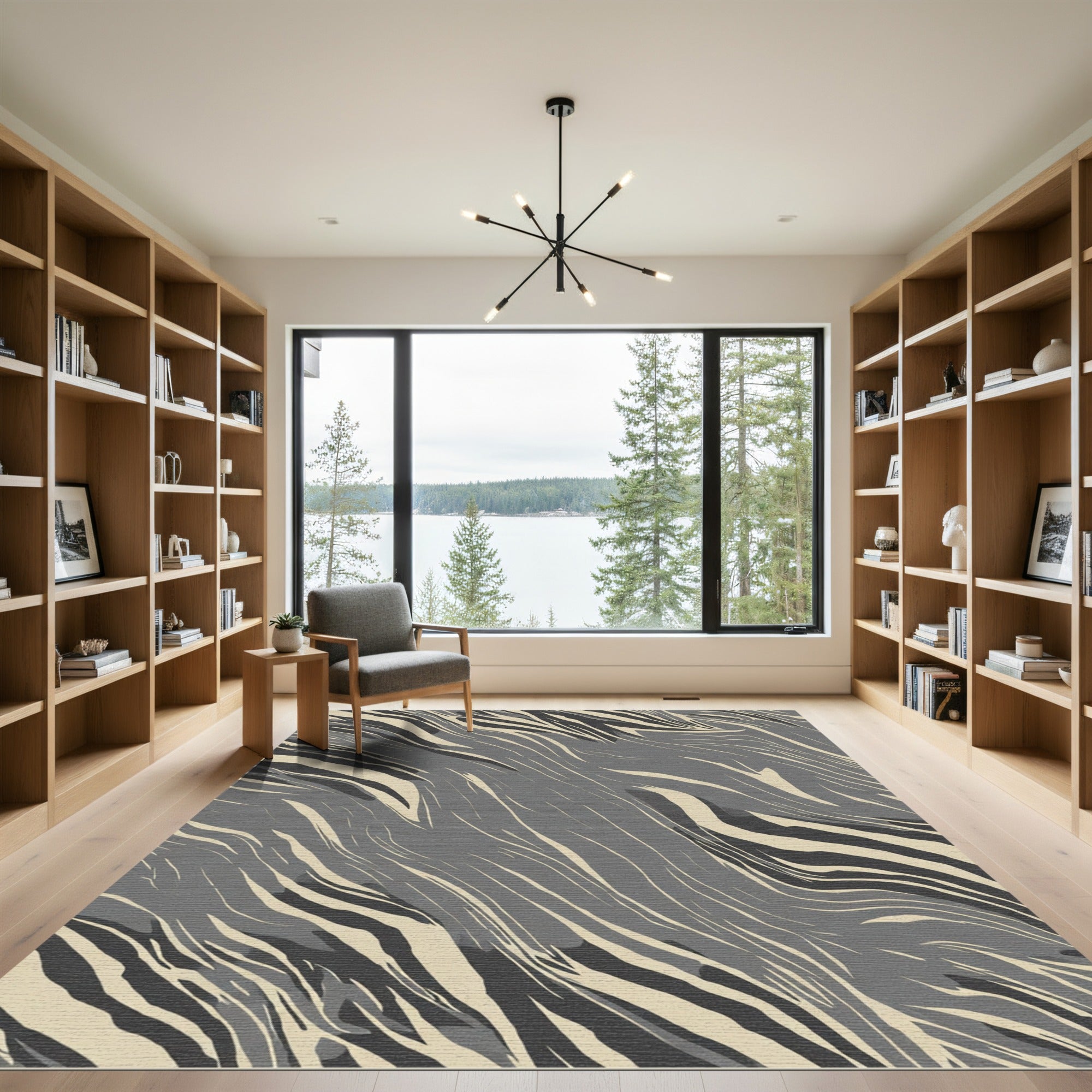 Monochromatic Flowing Swirl Rippled Rug