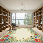 Crimson Gold Blue Floral Garland Rug