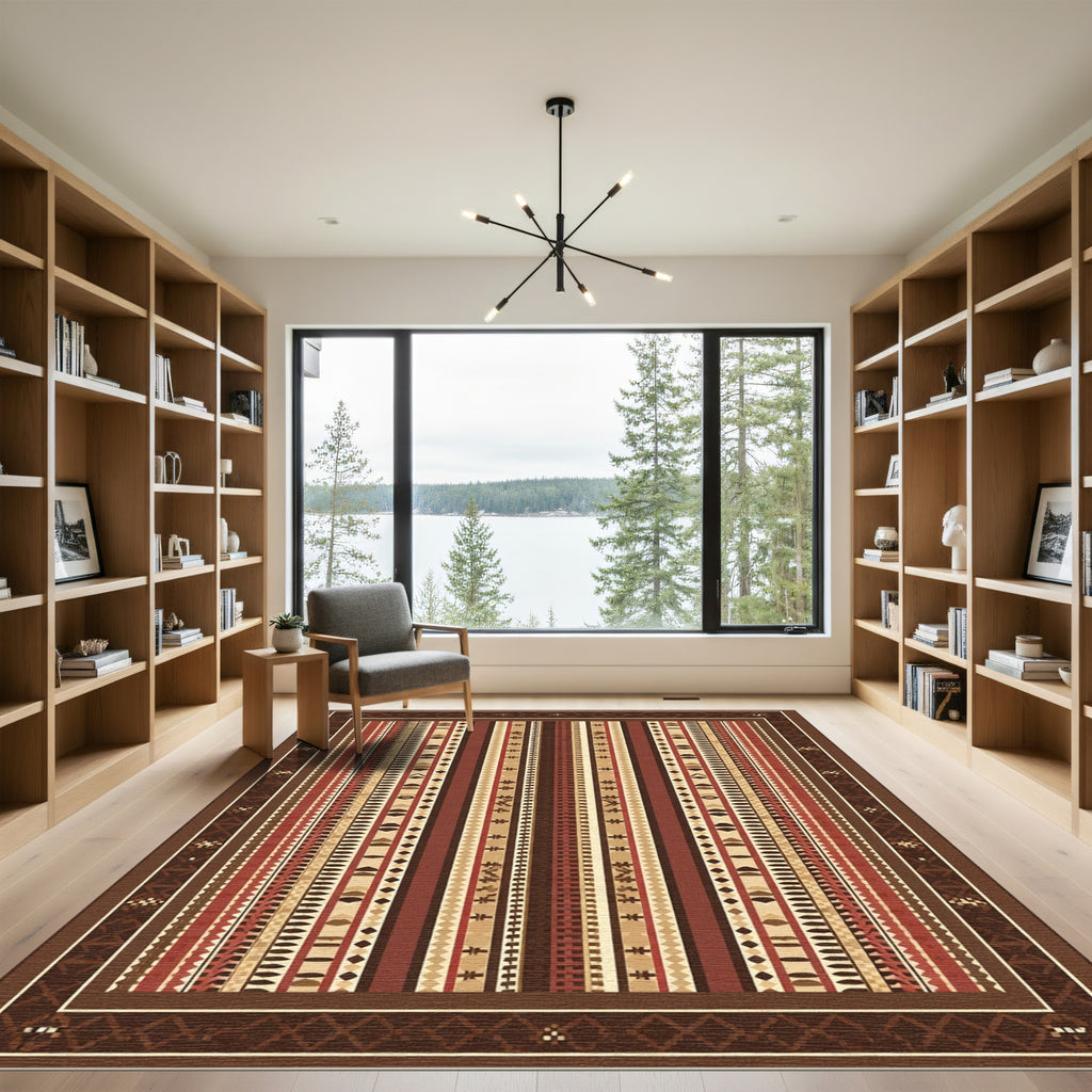 Rustic Earth Tones Tribal Stripe Rug