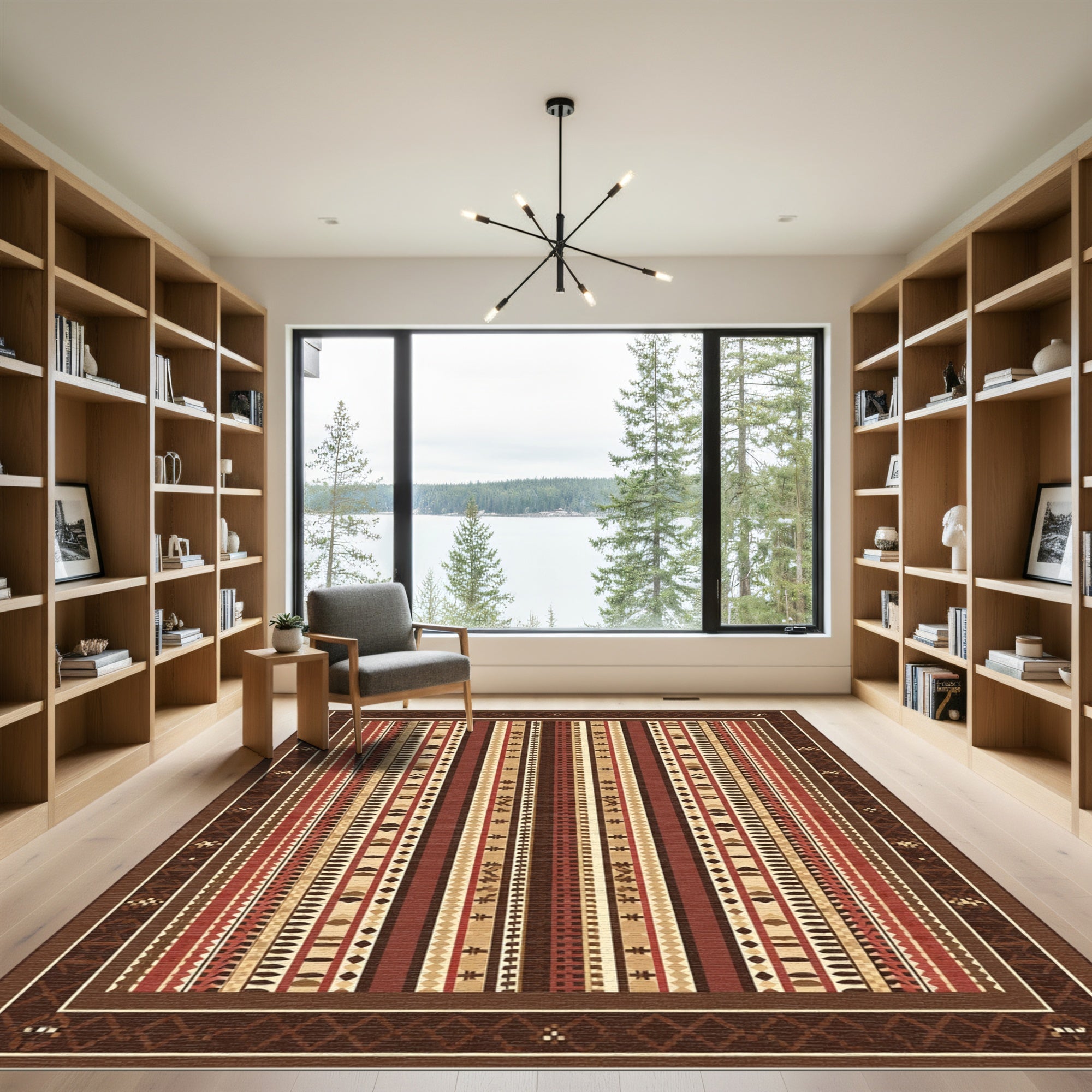 Rustic Earth Tones Tribal Stripe Rug