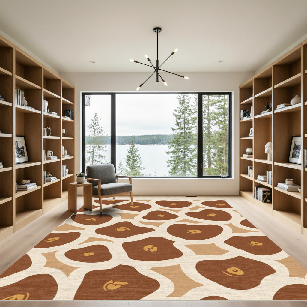 Earthy Brown Giraffe Spots Rug