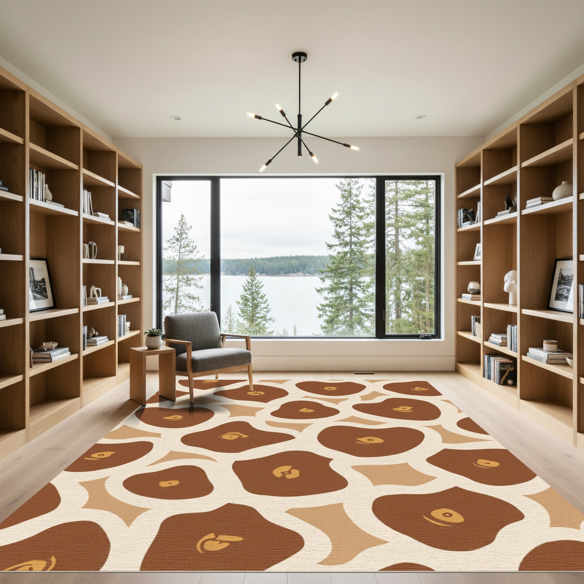 Earthy Brown Giraffe Spots Rug