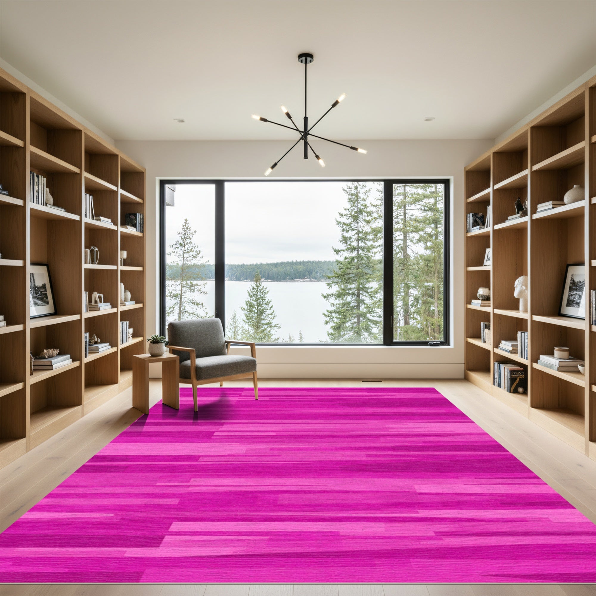 Pink Horizontal Brushstroke Abstract Rug