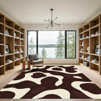 Brown White Organic Blob Composition Rug