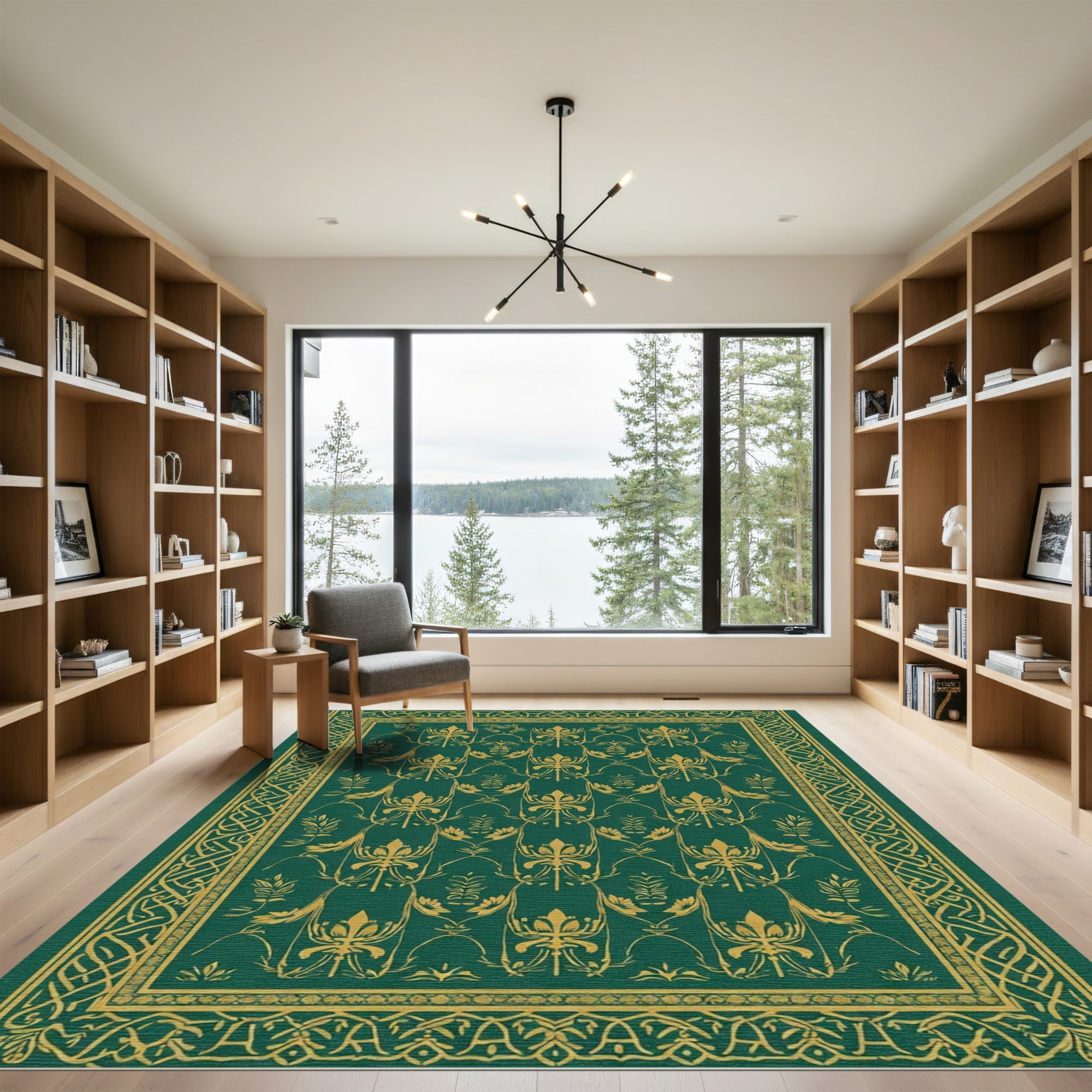 Emerald Gold Rich Floral Scroll Rug