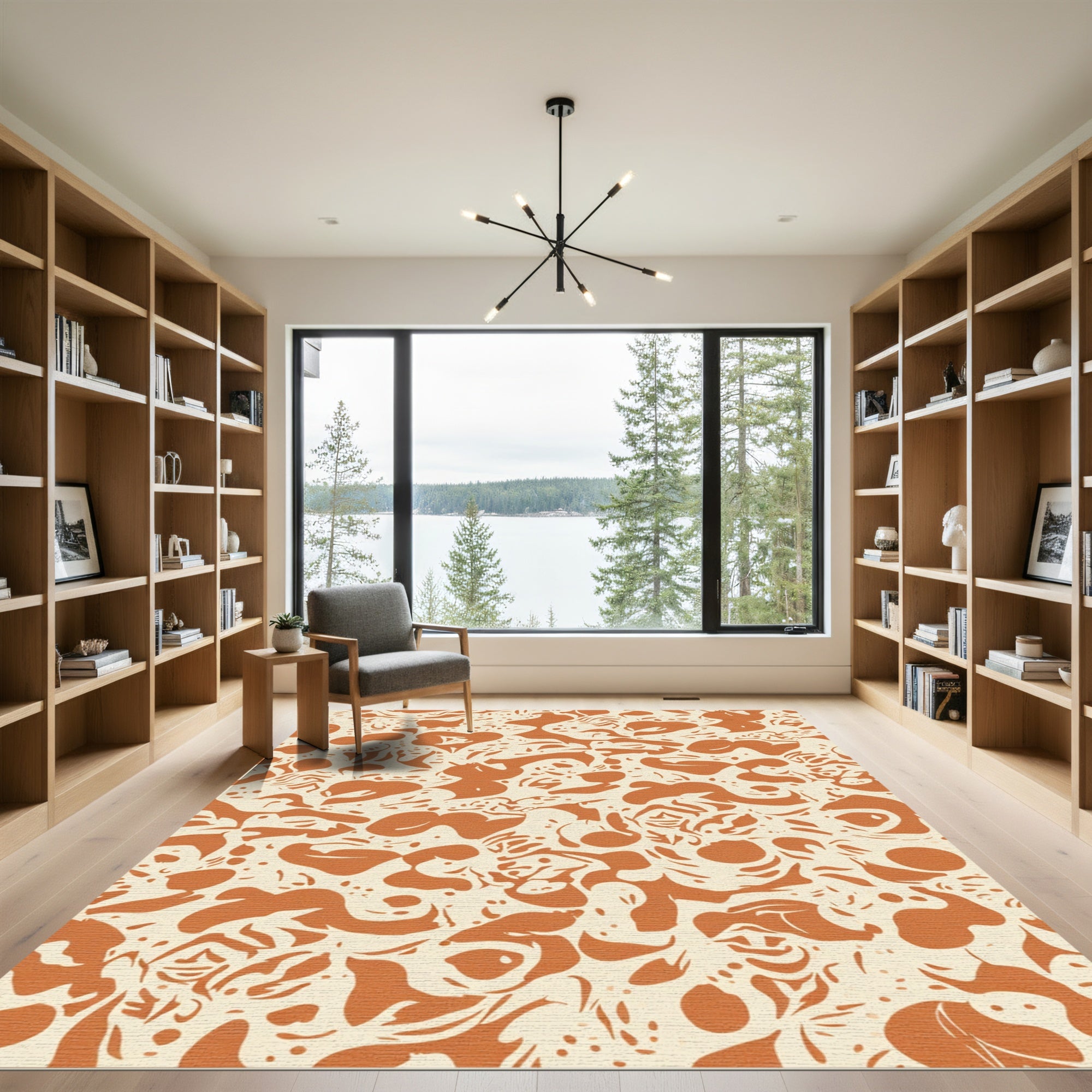 Terracotta Abstract Organic Cream Rug