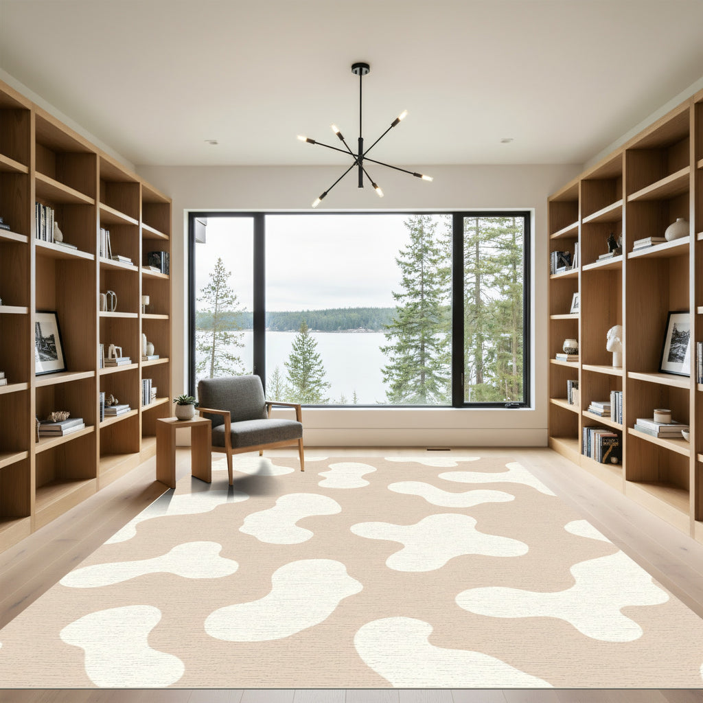 Beige White Organic Spot Rug