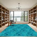 Aqua Abstract Organic Flow Rug