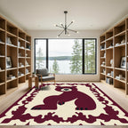 Crimson Bear Whimsical Folk Art Rug