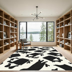 Black White Abstract Frogs Composition Rug