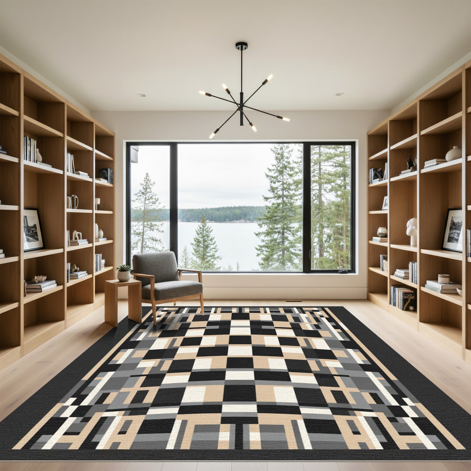 Geometric Checkerboard Illusion Rectangles Rug
