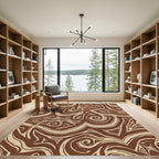 Brown Swirl Tribal Abstract Flow Rug