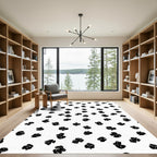 Monochrome Abstract Floral Scatter Rug