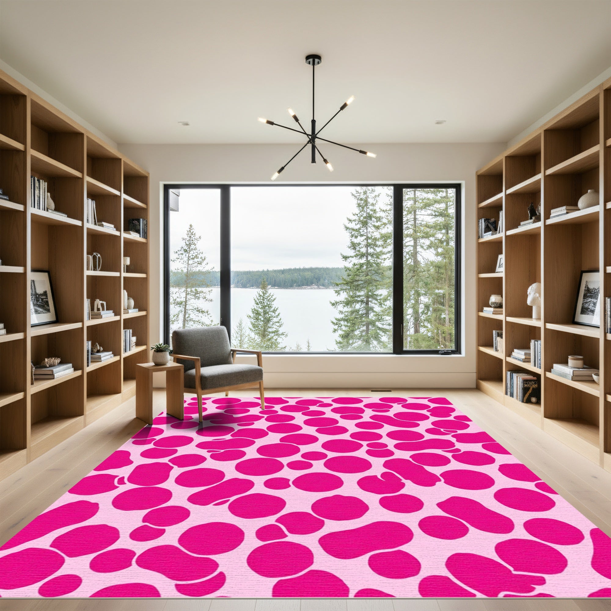 Vibrant Pink Organic Spot Scatter Rug
