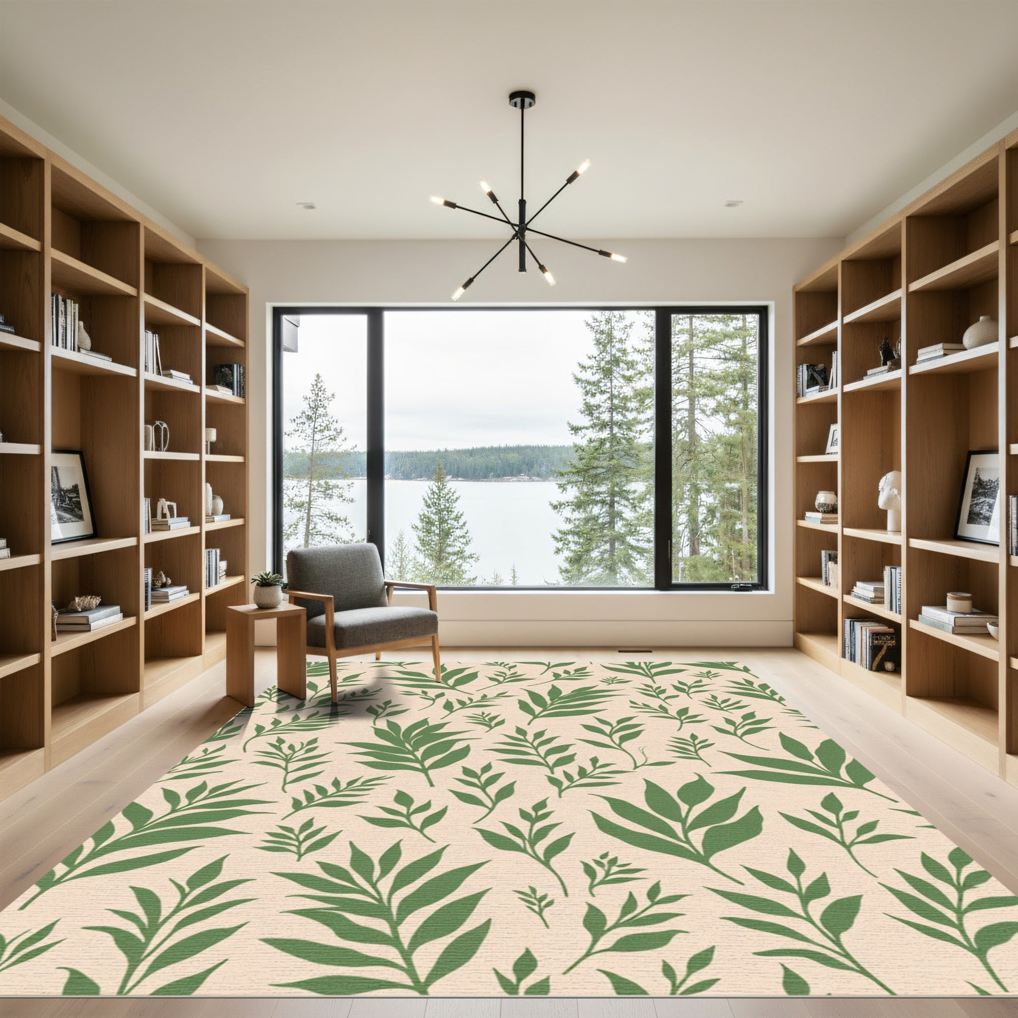 Forest Green Branch Overlay Rug