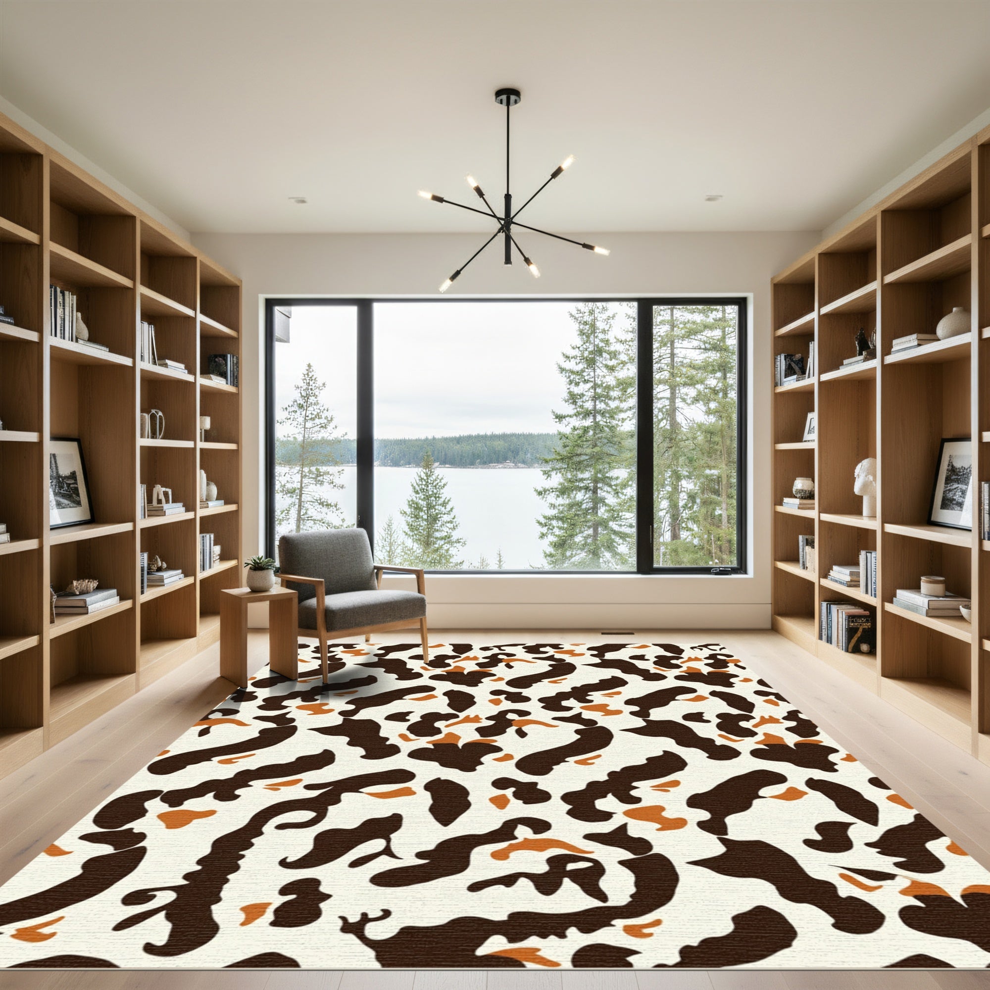 Brown Orange Abstract Organic Shapes Rug