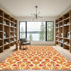 Warm Ochre Red Organic Mosaic Rug
