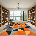 Bold Orange Geometric Triangle Arrangement Rug