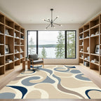 Neutral Organic Swirl Abstract Rug