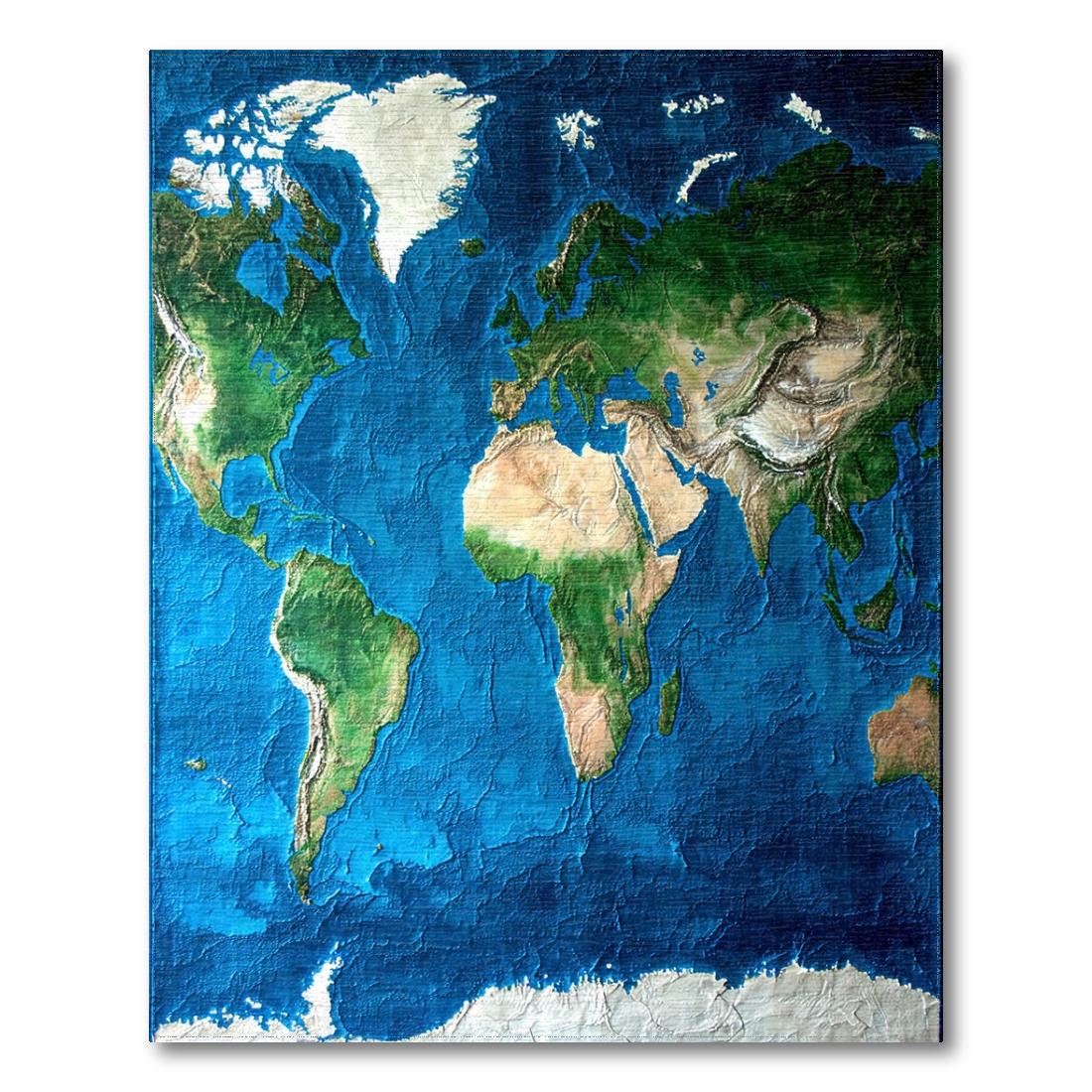 Adventurous Blue World Map Rug(Blue)