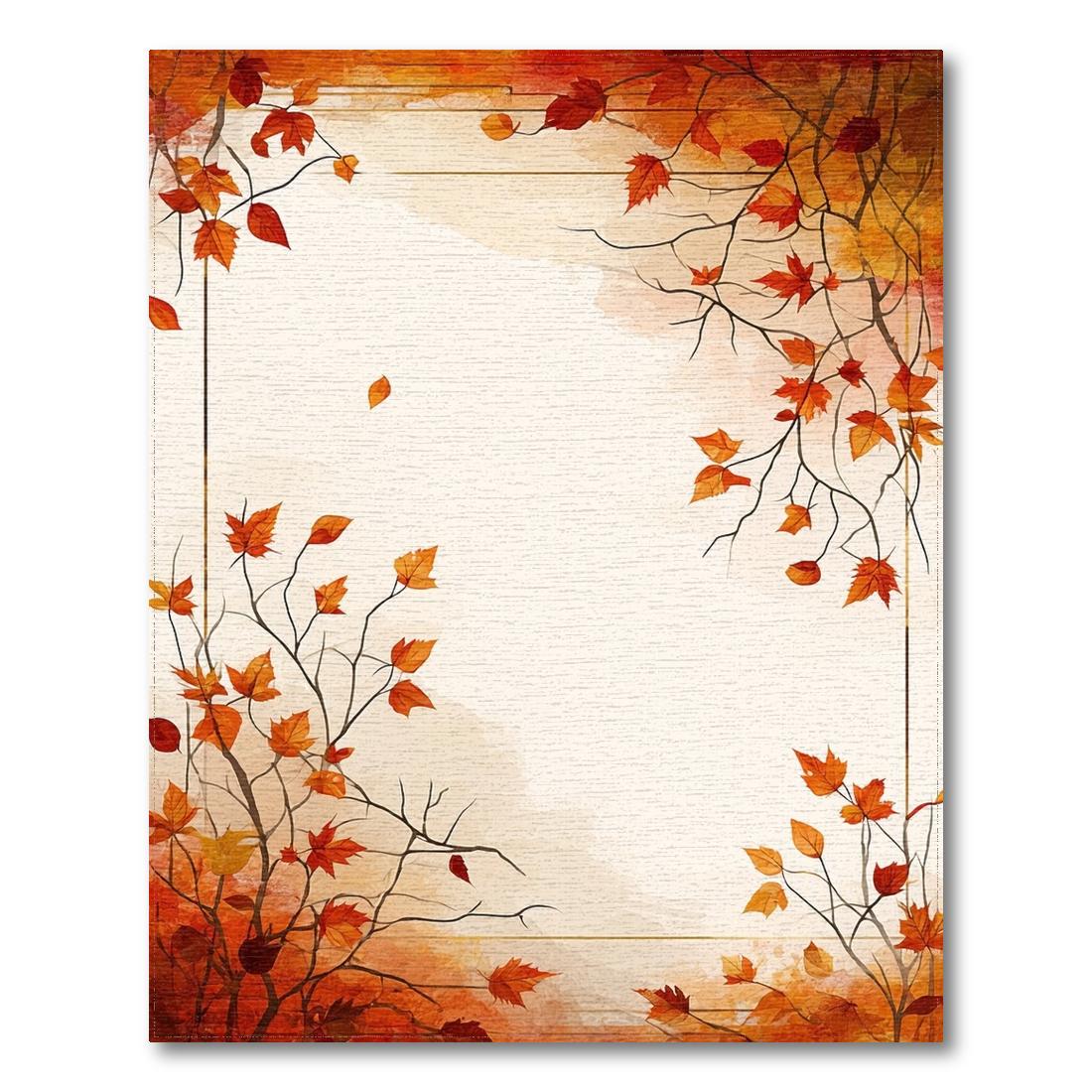 Autumn Leaf Branches Cozy Rug(Orange)