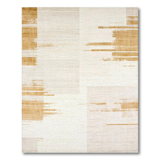 Beige Abstract Brushstroke Modern Rug(Gray)