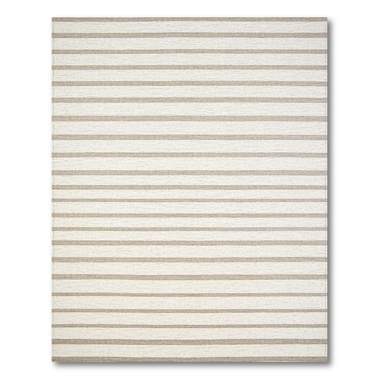 Beige and White Striped Calm Rug(Beige)