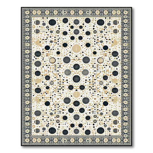 Beige Black Geometric Dot Modern Rug(Beige)