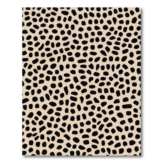 Beige Black Spotted Modern Rug(Beige)