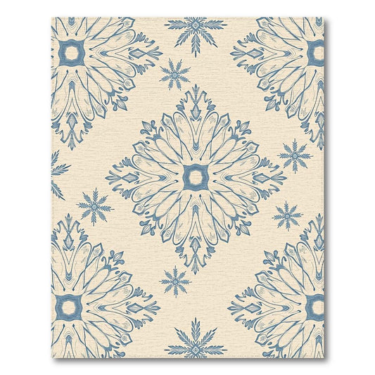 Beige Blue Snowflake Cozy Winter Rug(Beige)