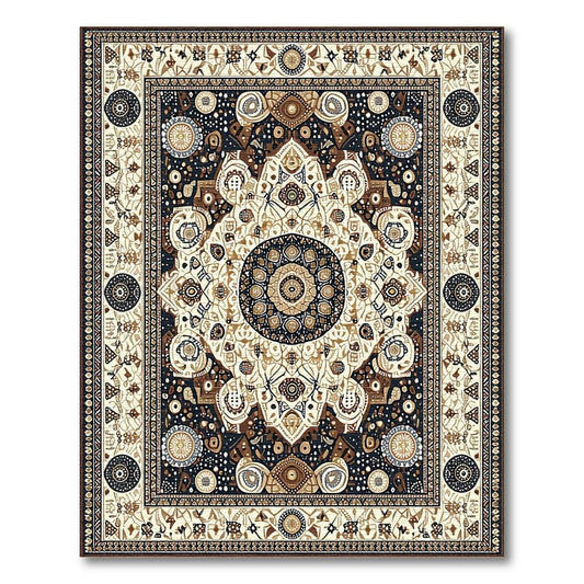 Beige-Brown Intricate Medallion Timeless Rug(Beige)