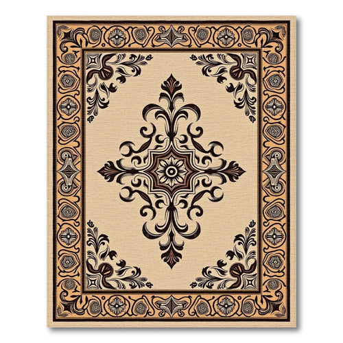 Beige Brown Ornate Elegant Rug(Beige)