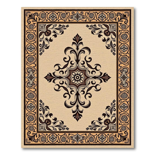 Beige Brown Ornate Elegant Rug(Beige)